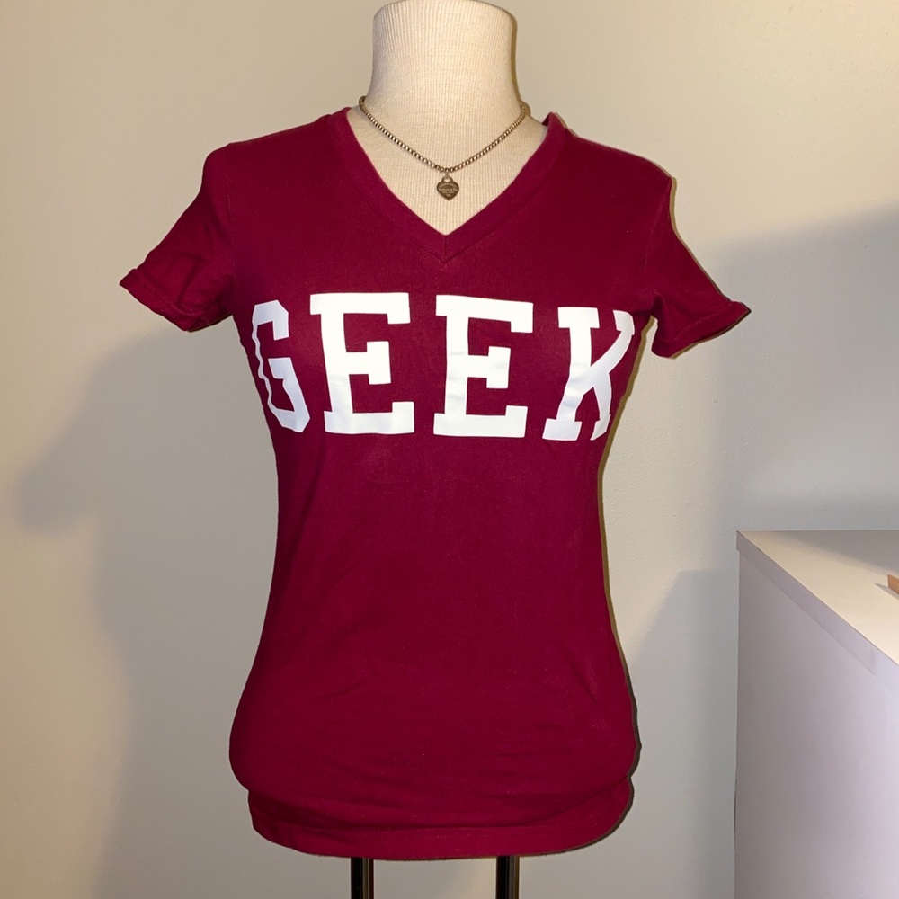 Geek T-Shirt maroon nerd